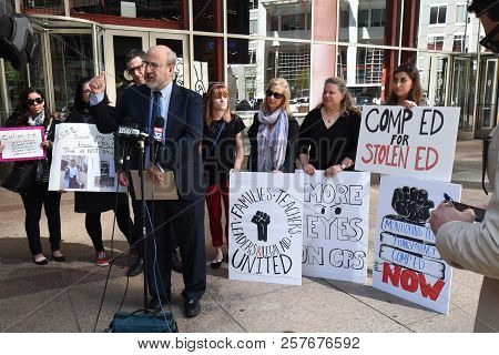 Attorney Matthew Cohen And Members Of The Chicago Teachers Union, Parents And Supporters Talking To 