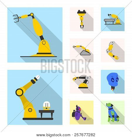 Vector Illustration Of Robot And Factory Symbol. Set Of Robot And Space Stock Symbol For Web.