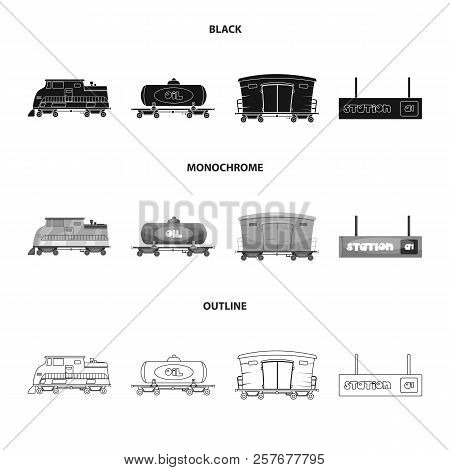 Vector Design Of Train And Station Icon. Collection Of Train And Ticket Vector Icon For Stock.