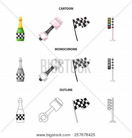 Isolated Object Of Car And Rally Symbol. Set Of Car And Race Vector Icon For Stock.