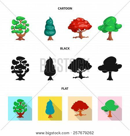 Vector Design Of Tree And Nature Icon. Set Of Tree And Crown Vector Icon For Stock.
