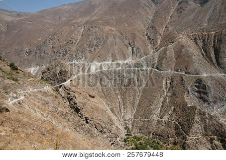 Dangerous Road In The Andes Mountains - Peru