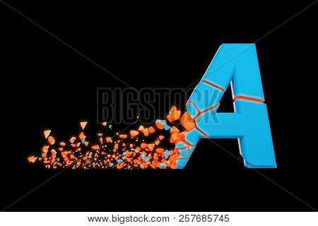 Broken Shattered Fast Sporty Alphabet Letter A Uppercase. Crushed Speedy Racing Font. 3d Render Isol
