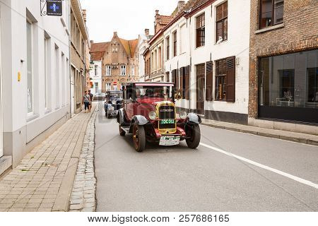 Bruges, Belgium-august 15, 2015-the Citroën Type C4 In The Rarity Cars Parade In Brugge.