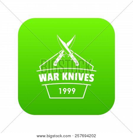Knive War Icon Green Isolated On White Background