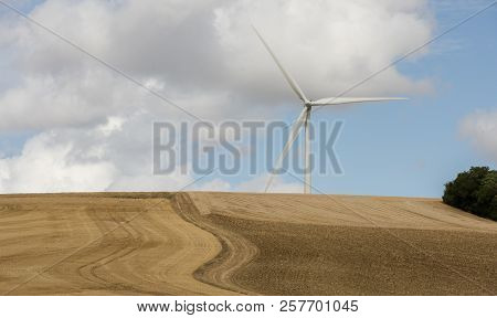 Windmill In The Countryside, Horizon Pollution, Auxerre, France