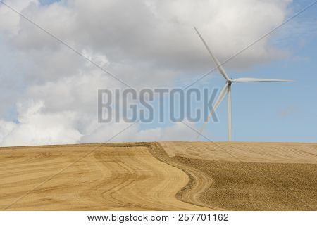 Windmill In The Countryside, Horizon Pollution, Auxerre, France