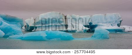 Blue Ice On The Jokulsarlon Glacial Lagoon, Vatnajokull Glacier, Iceland