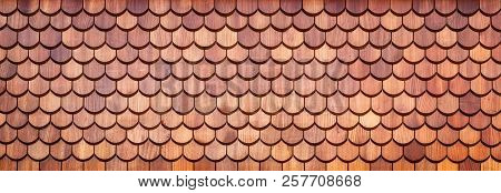 A Dark Brown Wood Shingle Background Panorma