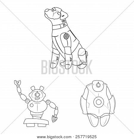 Vector Design Of Robot And Factory Sign. Set Of Robot And Space Vector Icon For Stock.