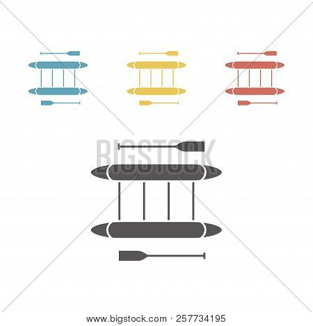 Rafting Catamaran Flat Icon. Vector Signs For Web Graphics