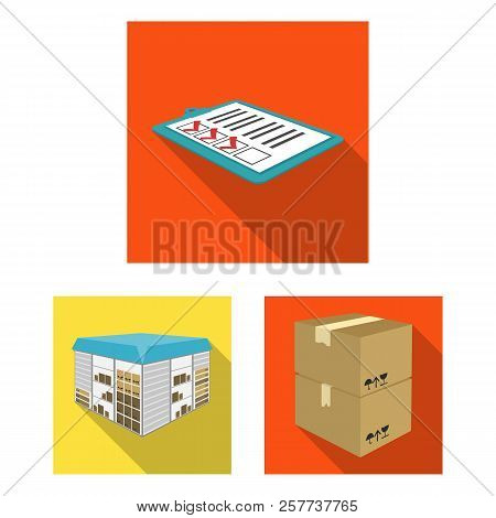 Logistics And Delivery Flat Icons In Set Collection For Design. Transport And Equipment Isometric Ve