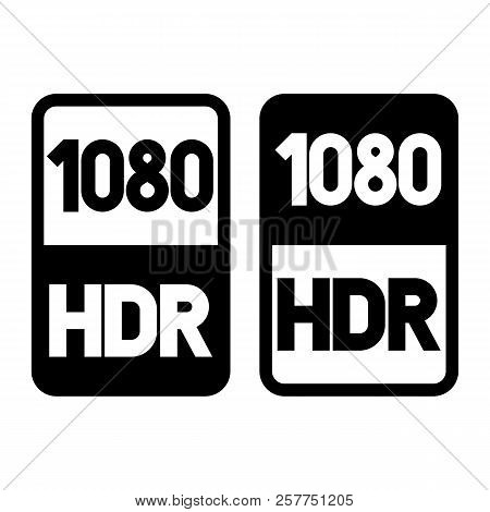 1080 Hdr Format Black Icon. Pure Flat Vector Illustration On White Background