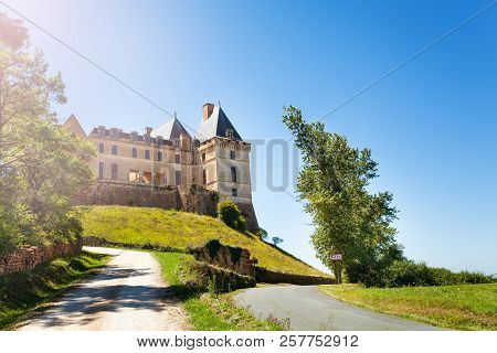 Road To The Chateau De Biron Castle In France