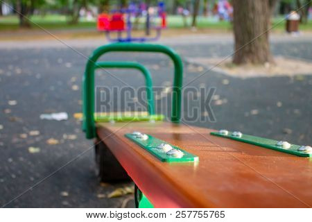 A Seesaw On Children's Playground, Selective Focus