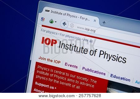 Ryazan, Russia - September 09, 2018: Homepage Of Iop Website On The Display Of Pc, Url - Iop.org.