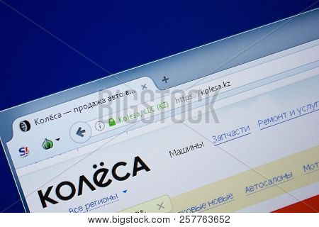 Ryazan, Russia - September 09, 2018: Homepage Of Kolesa Website On The Display Of Pc, Url - Kolesa.k