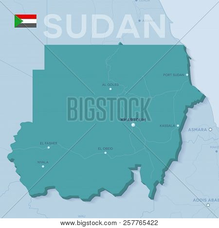 Verctor Map Of Cities And Roads In Sudan.