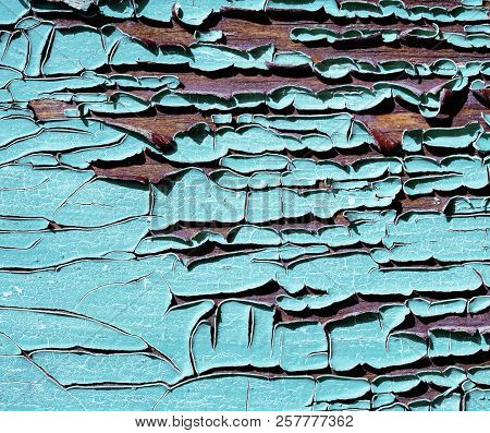 Texture Of Old Cracked Wood Painted Blue
