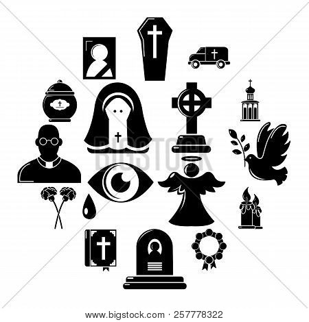 Funeral Ritual Service Icons Set. Simple Illustration Of 16 Funeral Ritual Service Icons For Web