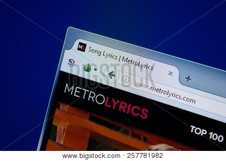 Ryazan, Russia - September 09, 2018: Homepage Of Metro Lyrics Website On The Display Of Pc, Url - Me