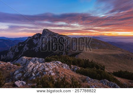 Sunrise In The Buila Vanturarita Mountains, Romania