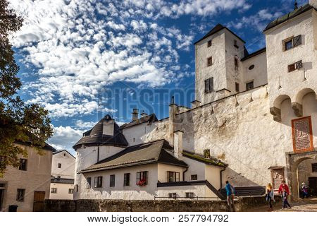 Courtyard of the Hohensalzburg castle in Salzburg, Austria