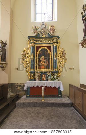 Toszek, Poland, August 28, 2018: Interior Of The Old Parish Church Intoszek Near Opole In Poland
