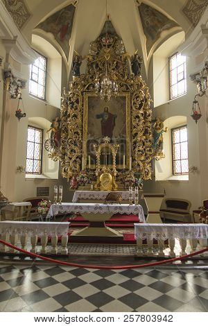 Toszek, Poland, August 28, 2018: Interior Of The Old Parish Church Intoszek Near Opole In Poland