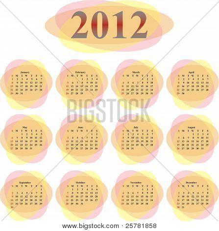 เวกเตอร์ปฏิทิน 2012 ในวงรีใส
