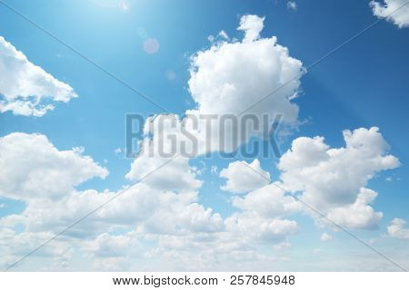 Deep blue sky and summer sun. Nature airscape.