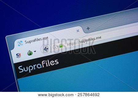 Ryazan, Russia - September 09, 2018: Homepage Of Supra Files Website On The Display Of Pc, Url - Sup