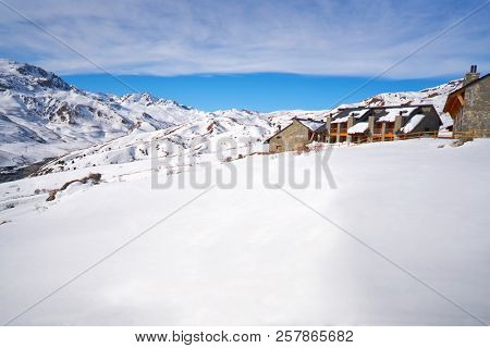 Formigal ski area skyline in Huesca Pyrenees of Spain
