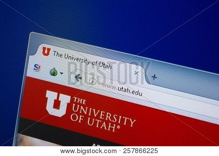 Ryazan, Russia - September 09, 2018: Homepage Of Utah Website On The Display Of Pc, Url - Utah.edu.