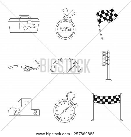 Vector Illustration Of Car And Rally Symbol. Set Of Car And Race Vector Icon For Stock.