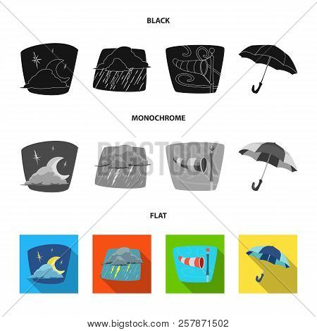 Isolated Object Of Weather And Climate Sign. Set Of Weather And Cloud Vector Icon For Stock.