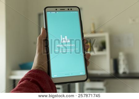 Negeri Sembilan,malaysia - August 29, 2018: Healthcare Application On Smartphone. This Application K