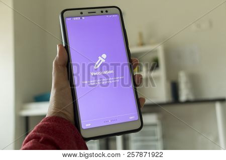Negeri Sembilan,malaysia - August 29, 2018: Healthcare Application On Smartphone. This Application K