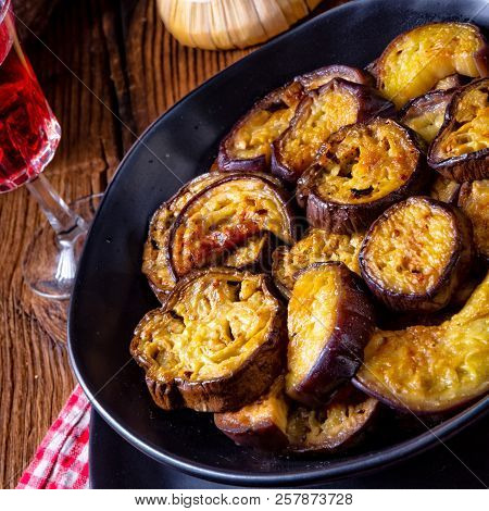Melitzanes Tiganites - Fried Aubergines In The Greek Style.
