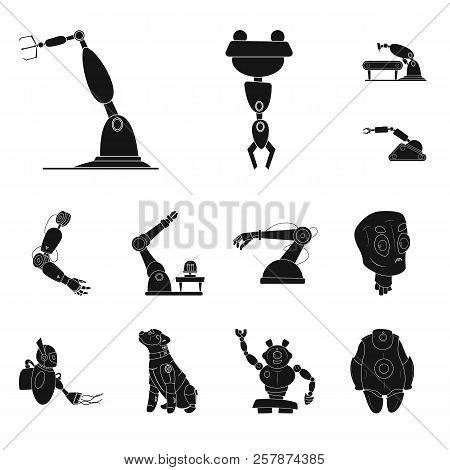 Vector Illustration Of Robot And Factory Icon. Set Of Robot And Space Vector Icon For Stock.