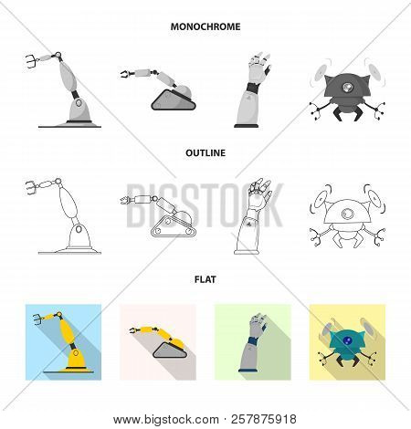 Vector Design Of Robot And Factory Icon. Set Of Robot And Space Stock Vector Illustration.