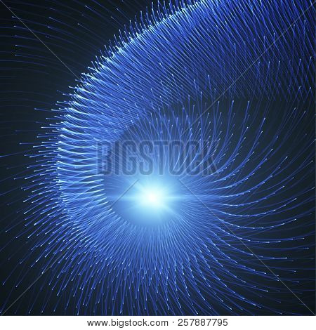 Spyral Blue Light Rays, Fireworks Or Energy Flow