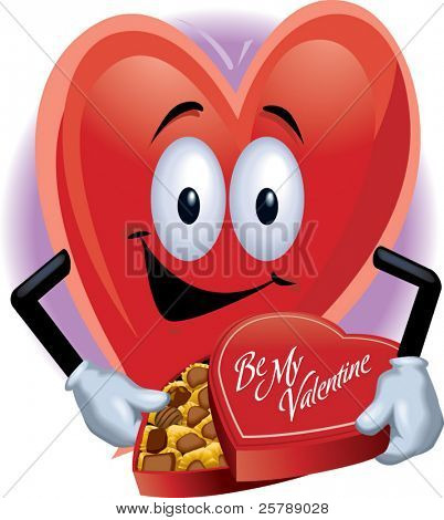 Homem de coração com caixa de Chocolates
