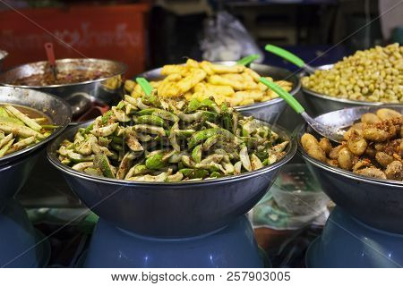 Thai Street Food Spicy Fruit, Salad At Street Market