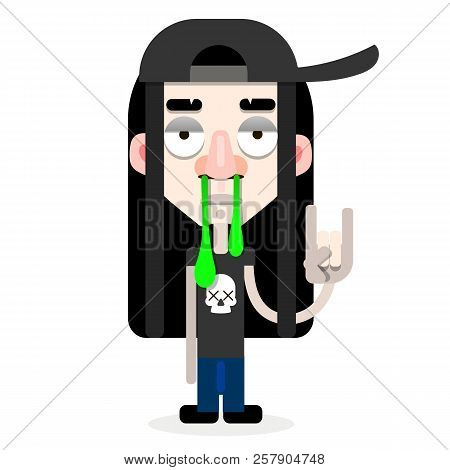 A Young Man In Cap .vector Illustration