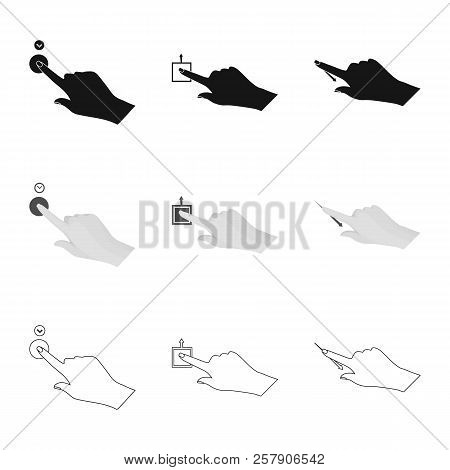 Vector Illustration Of Touchscreen And Hand Sign. Set Of Touchscreen And Touch Stock Vector Illustra