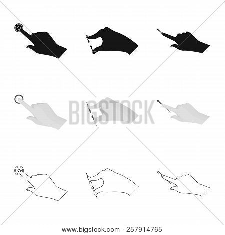 Isolated Object Of Touchscreen And Hand Icon. Set Of Touchscreen And Touch Vector Icon For Stock.