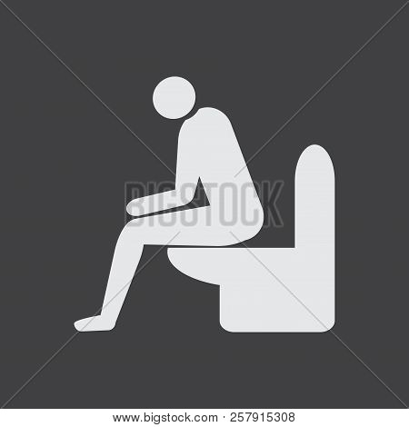 Diarrhea Male Vector Icon. Man Sitting On The Toilet. Medicine Or Antibiotic Side Effect.