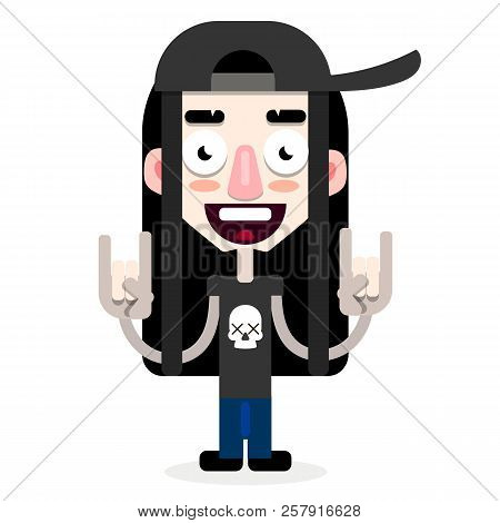 A Young Man In Cap .vector Illustration