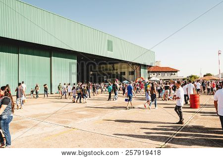 Campo Grande, Brazil - September 09, 2018: People At The Military Air Base To Visit The Portoes Aber